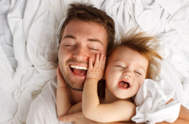 Father and daughter laughing and bonding