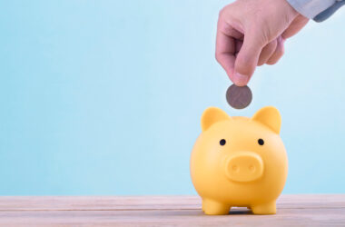 Yellow piggy bank for savings