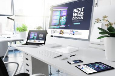 Office responsive devices design website 3d rendering - WordPress for large business